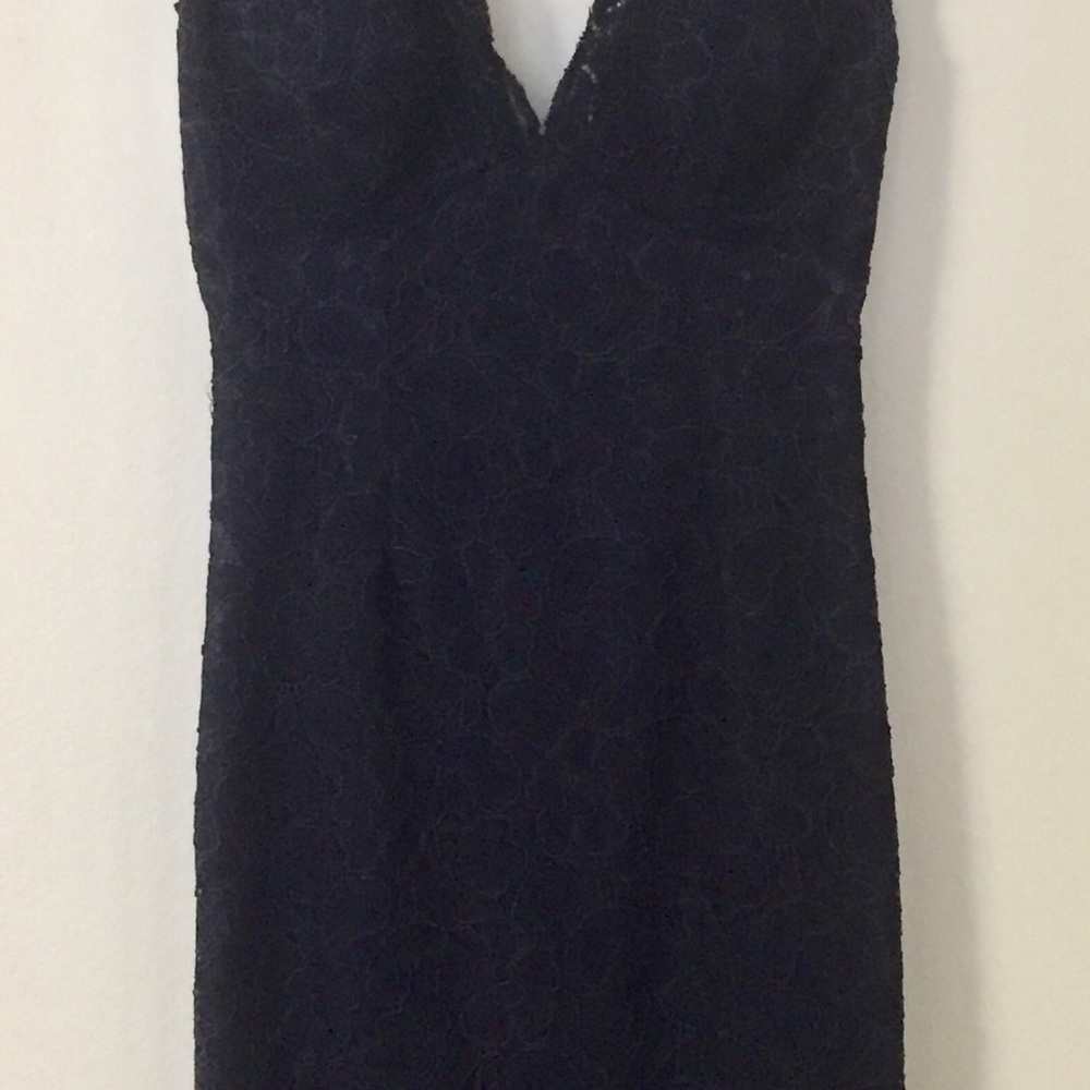 Watters&Watters Navy Blue Lace Embroidered Dress